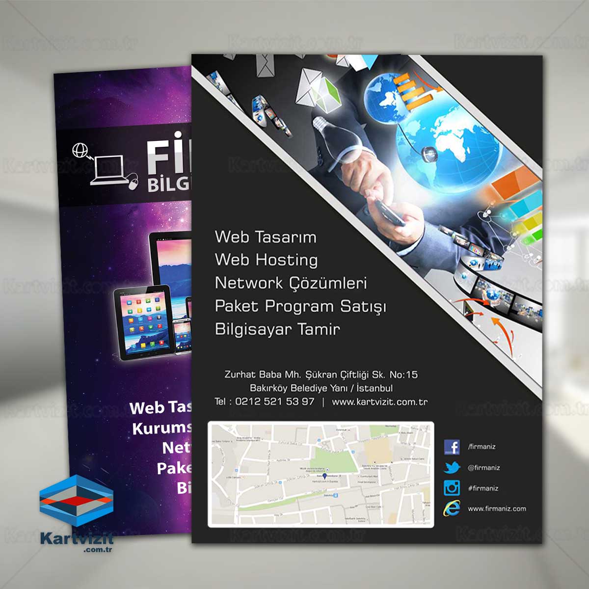 Bilgisyar Broşür Mor Zemin 