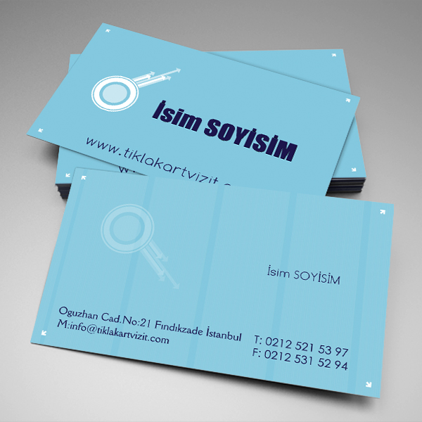 özel kartvizit Mavi Zeminli yuvarlak logo