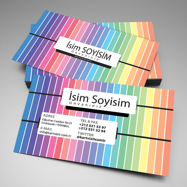 Özel Kartvizit Renkli Çizgiler