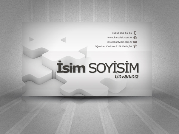 Özel Kartvizit Gri İconlu