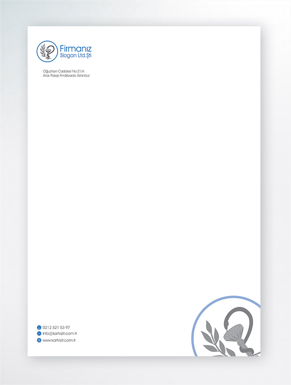 Eczane Antetli Kağıt - Mavi Sİyah Logo