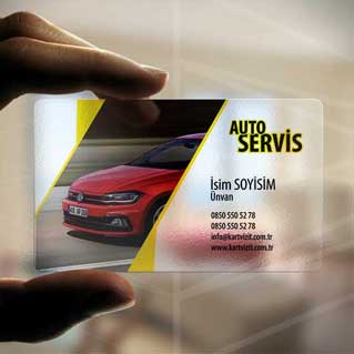 Şeffaf Kartvizit auto serv