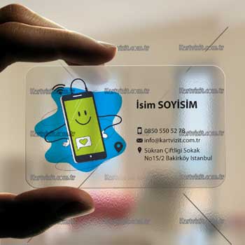 Şeffaf kartvizit Cep Telef