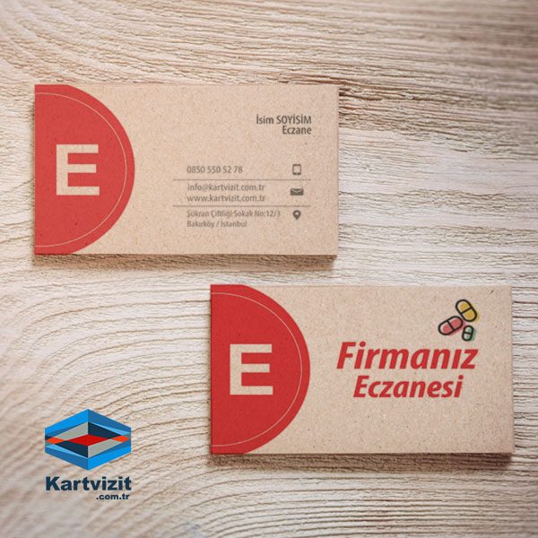 Kraft Eczane Kartvizit Kırmızı logo