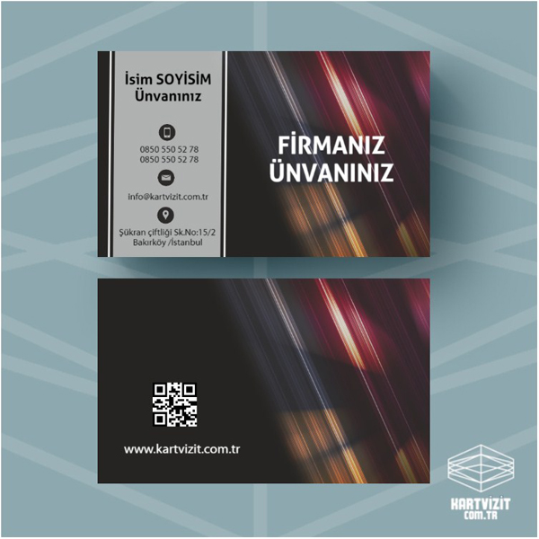 Özel Kartvizit siyah renkli cizgili