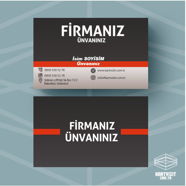 Siyah kırmızı cizgili kartvizit