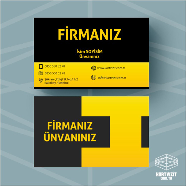 özel kartvizit siyah sarı tasarım