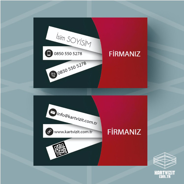 özel kartvizit Kırmızı Network Kartvizit