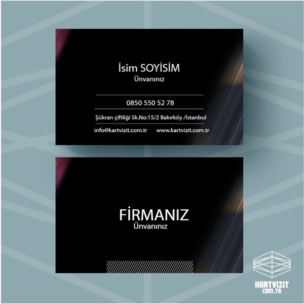Özel kartvizit Siyah Zeminli Yatay Çizğili