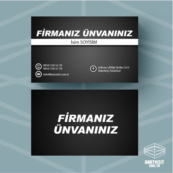 Özel Kartvizit Siyah Nokta Zeminli Logolu