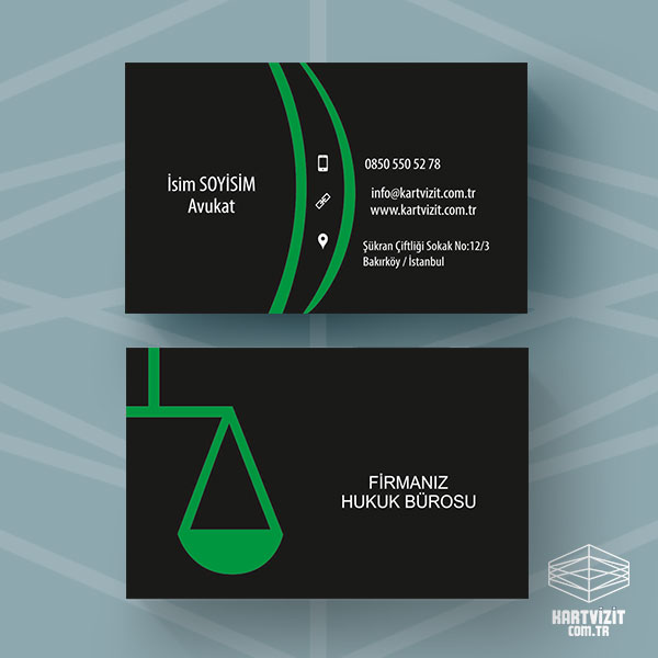 Siyah Yeşil Avukat Kartvizit KV5013