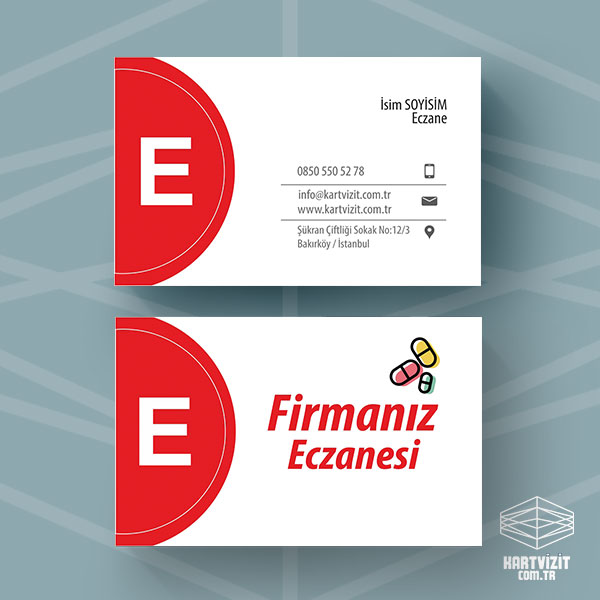 Kırmızı Daire Logolu Eczane Kartvizit KV5138