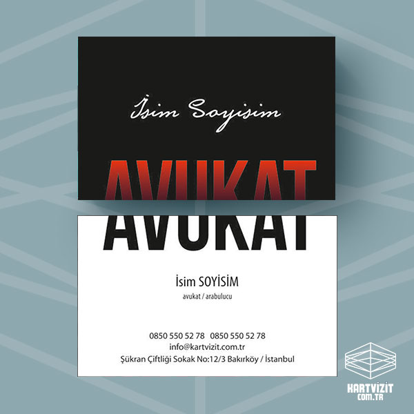 Avukat Kartvizit Siyah Kırmızı KV6581