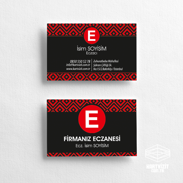 Eczane Kartvizit Kırmızı Siyah KV6618