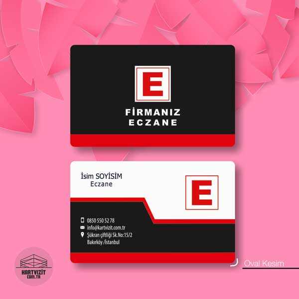 Eczane Kartvizit kırmızı Rankli
