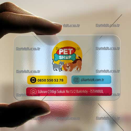 Pet Shop Şeffaf Kartvizit Renkler