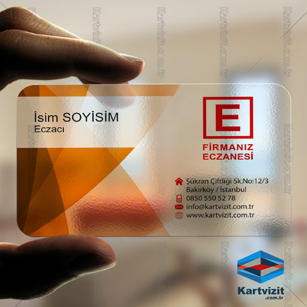 Şeffaf Kartvizit eczane orange