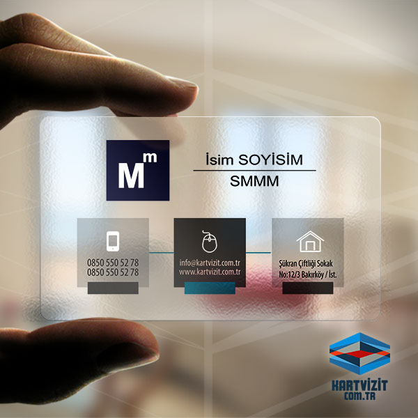 Muhasebe Şeffaf Kare Kutular Kartvizit 