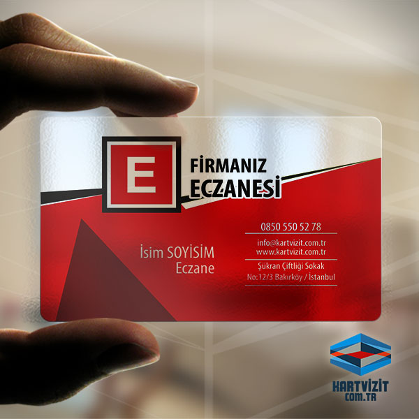 Eczane Şeffaf Kırmızı Zeminli