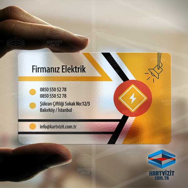 Şeffaf Elektrik Sarı Kartvizit