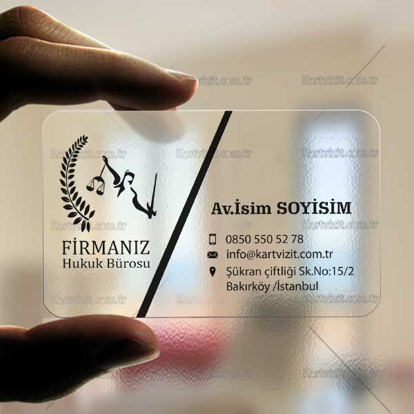 Avukat Logolu Şeffaf Kartvizit