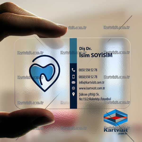 Şeffaf kartvizit Logolu Diş Kartvizit