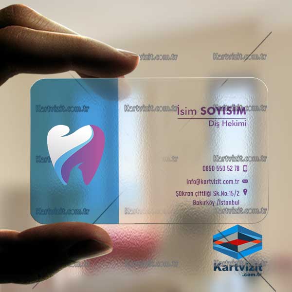 Şeffaf kartvizit Diş Doktor Blue