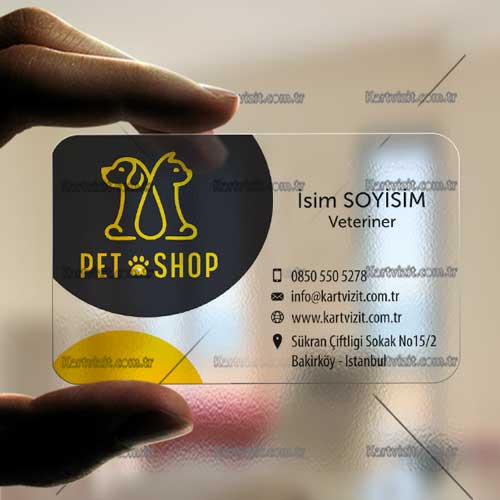 Şeffaf kartvizit Pet shop logo