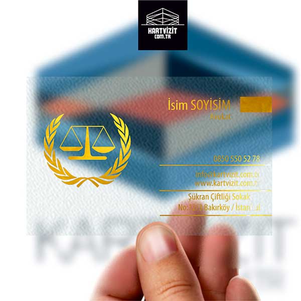 Avukat Şeffaf Yaldızlı Kartvizit