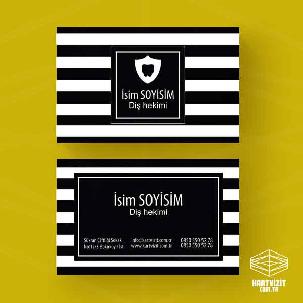 Kırmızı Beyaz Çizgiler - Diş Hekimi Kartvizit